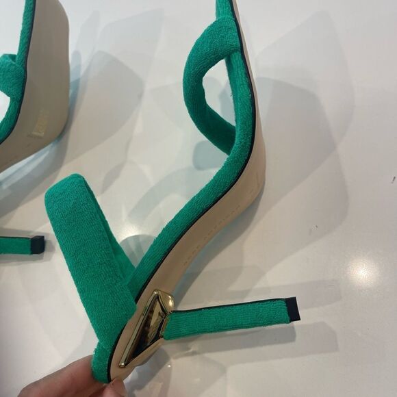 Good American Green Terry Slip On High Heel Sandals NEW - Picture 10 of 12